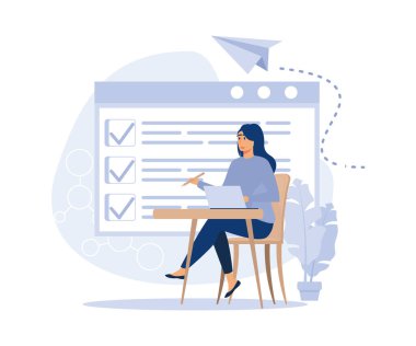 iş konsepti, kişisel üretkenlik ve görev yönetimi, düz vektör modern illüstrasyon