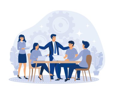 İstihdam aşamaları, işe alım servisi arama adayları. Takım çalışması, düz vektör modern illüstrasyon