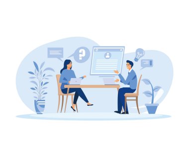 Kullanıcı desteği soyut konsept vektör çizimi seti. iş görüşmesi, aday seçimi, röportaj için hazırlanın, düz vektör alımı modern illüstrasyon