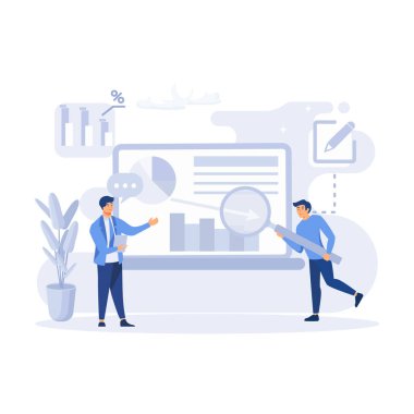 Büyük Data ve Bulut Hesaplama. Eyleme geçirilebilir veri kavramı. düz modern vektör illüstrasyonu