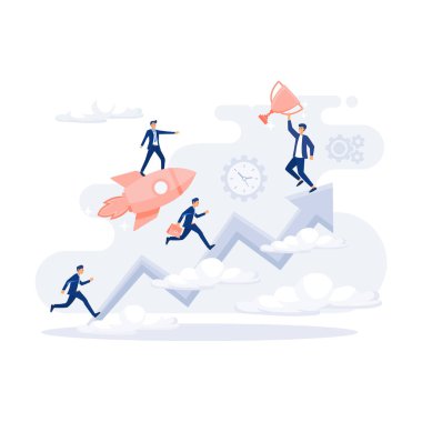 Başarı. Hem de çok. business, illustration, vektör, team, way, leader, run, challenge, progress, growth, achievement, motivasyon, skill, people, manager, race, success,