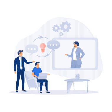 İşteki asistanım. Şirkette birlikte çalışıyoruz, düz modern vektör illüstrasyonu.