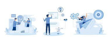 Sorun çözme becerileri soyut konsept vektör illüstrasyonu. Yaratıcı fikir, karar verme ve motivasyon, düz vektör modern illüstrasyon