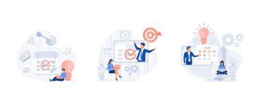 Web afişi için yaratıcı düz tasarım. iş akışı, düz modern vektör illüstrasyonunu ayarla