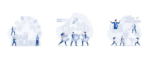 Team Building People Business Concept Gente Trabajando Junta Idea Comunicación — Vector de stock
