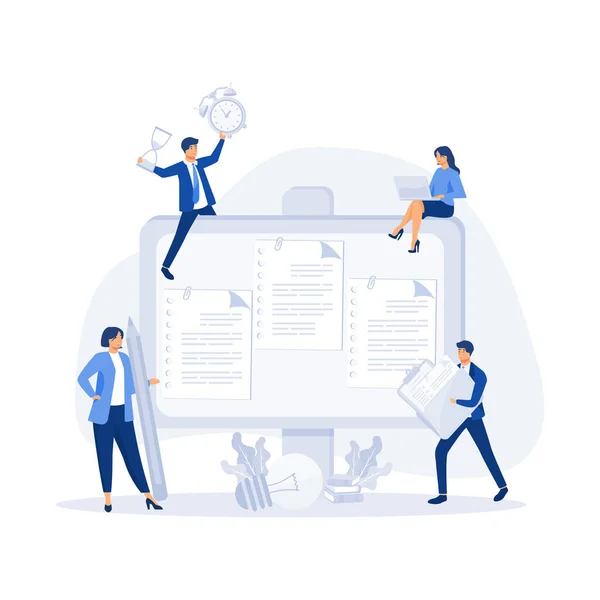Workfloworganisatie Kantoorwerk Tijdbeheer Kanban Board Teamwork Communicatie Proces Agile Project — Stockvector