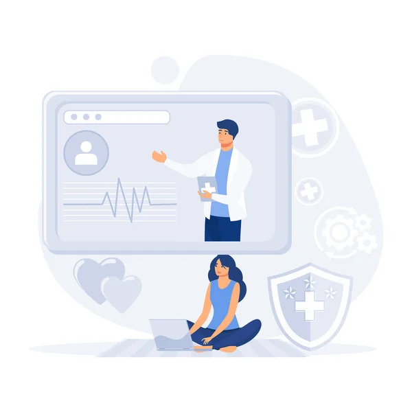 Elektronikus Egészségügyi Nyilvántartás Online Orvosi Szolgáltatások Orvosi Szakemberekkel Online Konzultációt — Stock Vector