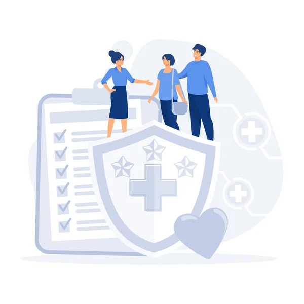 Health Insurance Concept Big Clipboard Document Healthcare Finance Medical Service — Stock Vector