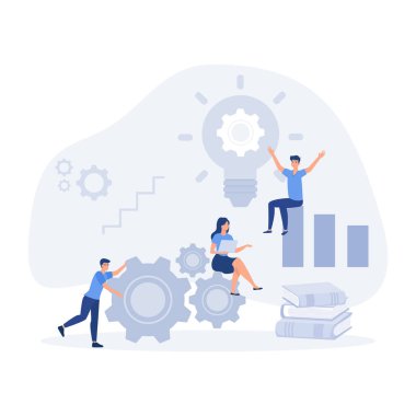 Girişim geliştirme süreci, yenilik ürünü ve yaratıcı fikir. düz vektör modern illüstrasyon