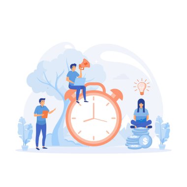 Bir Objektif Değerlendirme Olanakları Tarihi, Alarm Saati Kapat, Düz vektör Modern İllüstrasyon