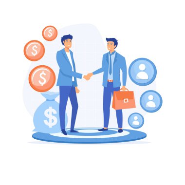 Profesyonel pazarlama hizmeti, bağlı pazarlama, dünya çapında ağ oluşturma, düz vektör modern illüstrasyon