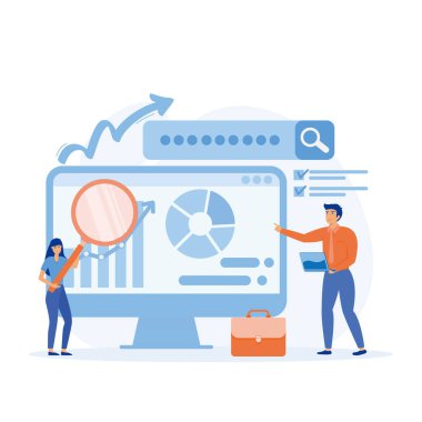 İş finansmanı yatırımı için istatistiksel ve Veri analizi, düz vektör modern illüstrasyon