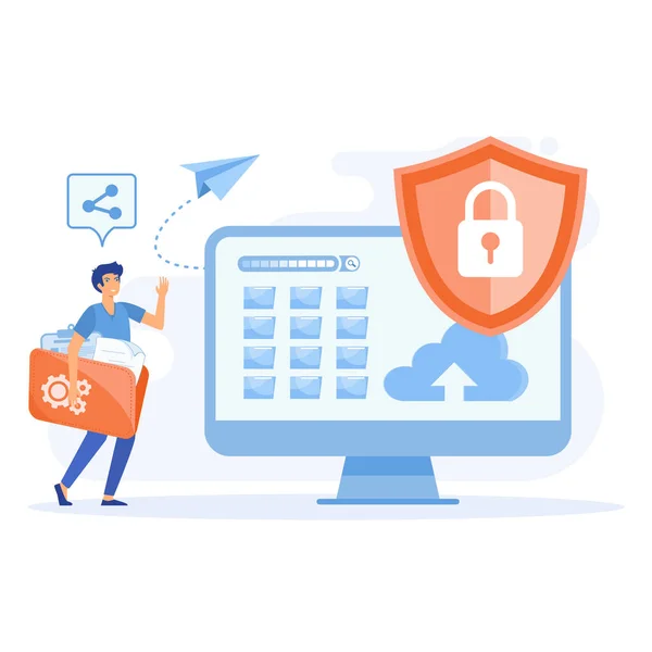 Cyberbezpieczeństwo Ochrony Danych Osobowych Bezpieczeństwo Płatności Online Płaski Wektor Nowoczesna — Wektor stockowy