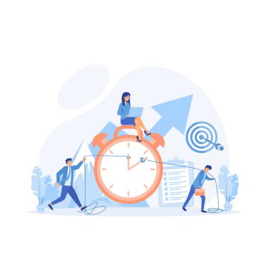 Zaman yönetimi konsepti. Projeler ve teslim tarihleri. düz vektör modern illüstrasyon