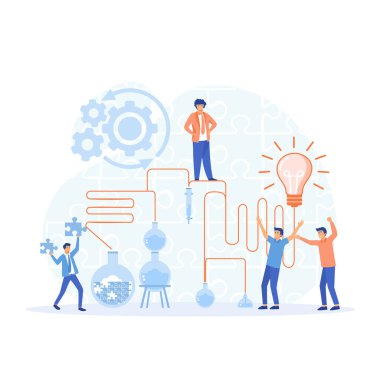 Beyin fırtınası, takım çalışması için iş konsepti, yeni çözümler bulmak, düz vektör modern illüstrasyon