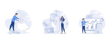 Finansal yönetim. Kişisel finans planlama ve mevduat büyüme konsepti. düz modern vektör illüstrasyonu