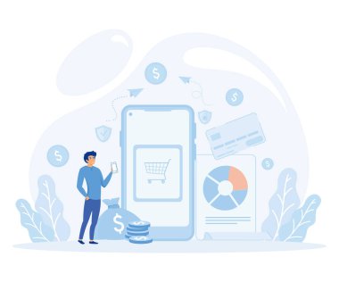 Finansal yatırımlar, pazarlama, analiz, mevduat güvenliği, teminatlı mali tasarruflar ve para cirosu garantisi. düz vektör modern illüstrasyon