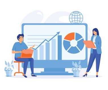 Yatırım, piyasa ticareti ve finans konsepti, düz vektör modern illüstrasyon