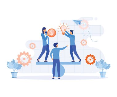 Vakit nakittir. Fikir, zaman ve iş arasında iyi bir denge. düz vektör modern illüstrasyon