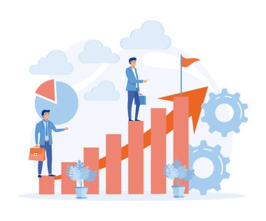 İş konsepti, çok yükselişte, başarıya giden yol. düz vektör modern illüstrasyon