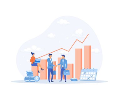 İş büyümesi kavramı, ortaklık, takım çalışması, işbirliğine başlama, hedef iş, düz vektör modern illüstrasyon