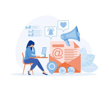 Dijital aşırı yüklenme, çalışanların psikolojik refahı, cihaza bağımlı yaşam, düz vektör modern illüstrasyon