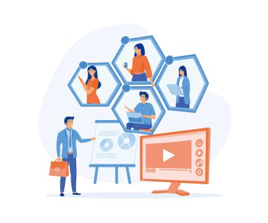 Online eğitim konsepti. Web tasarımı, afiş, mobil uygulama, iniş sayfası, vektör düz tasarım için. düz vektör modern illüstrasyon