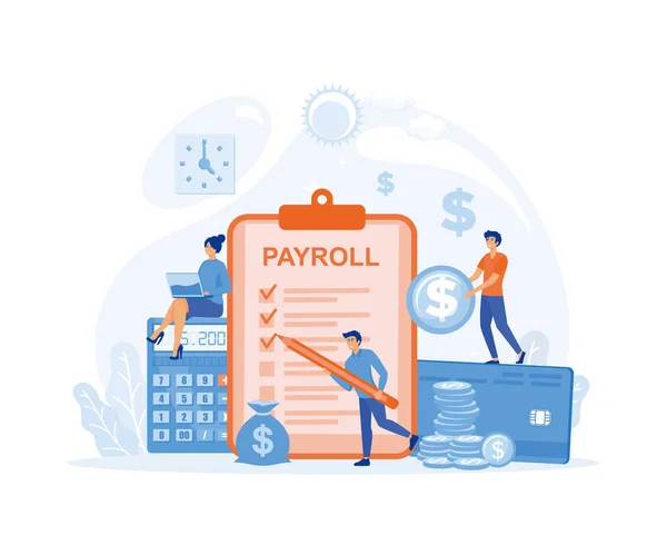 stock vector Payroll, Salary payment with Tiny People Character Concept, office accounting administrative or calendar pay date, employee wages concept, flat vector modern illustration