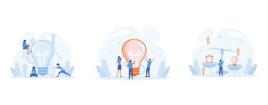 Fikir Başlangıcı İş Geliştirme Süreci, İnovasyon Ürünü ve Yaratıcılığın Ödemesi. Düz vektör modern illüstrasyonunu ayarla