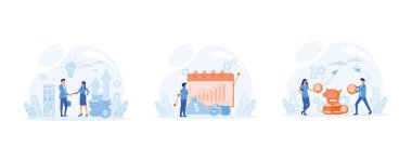 Ortaklık, risk yatırımı. Gelir büyüme tablosu, Aile Bütçesi, Gelecek Mali Planlama. Düz vektör modern illüstrasyonunu ayarla