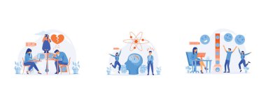 Ruh hali ölçeği, stres oranı, depresyon tanısı zihinsel bozukluk. Akli dengesi yerinde, tam teşekküllü bir çalışan. Düz vektör modern illüstrasyonunu ayarla