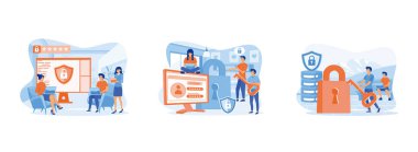 Veri Koruması. Web sitesi ve mobil web sitesi geliştirme. Web sayfası tasarımı. Veri koruması 2 düz vektör modern illüstrasyon