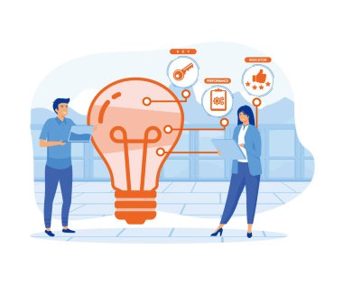 KPI anahtar performans göstergeleri kısaltması. düz vektör modern illüstrasyon