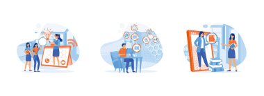 Konsept müşteri hizmetleri, iş asistanı çevrimiçi hizmet veya uygulama, iş adamı kişisel asistanı çevrimiçi hizmet veya platform. Çevrimiçi asistan (2)