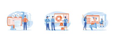 İnternet üzerinden optimizasyon maliyeti. Çalışanların ilgilenme fikri. Markanın itibarının korunması. Çevrimiçi servis 2 düz vektör modern illüstrasyon