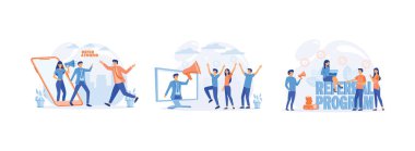 İş ortaklığı stratejisi. Sosyal medya pazarlama. Arkadaş paylaşımı. Görev yönlendirmesi düz vektör modern illüstrasyonuName