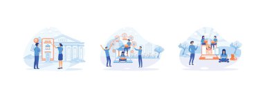 Kredi kartı yönetimi. İnternet bankacılığı. Mobil bankacılık. Internet Bankacılık 1 düz vektör modern illüstrasyonunu ayarladı