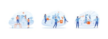 Ekoloji konsepti. Gezegeni kurtarıyorum. Dünya Çevre Günü. Su kovası ve çiçekler. Ekoloji 2 düz vektör modern illüstrasyonunu ayarladı