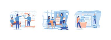 Müşteri ve operatör, çevrimiçi teknik destek, çevrimiçi asistan, canlı mercan palette sanal yardım servisi, İş adamı kişisel asistanı çevrimiçi servis veya platform. Çevrimiçi asistan (1) düz vektör modern illüstrasyonunu ayarla