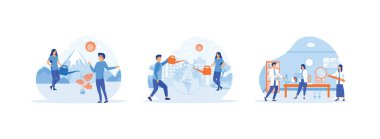 Dünya Çevre Günü, üzerinde ağaçların yetiştiği gün, ekoloji, ortak sistemler, biyolojik ve kimyasal araştırmalar. Bio Teknoloji düz vektör modern illüstrasyonunu ayarladı