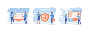 Genel Mahremiyet Kuralları. Kişisel veri vektörlerini kontrol et. Kişilik Doğrulama. Genel Mahremiyet düz vektör modern illüstrasyonunu ayarladı