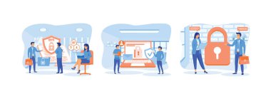 Genel mahremiyet kişisel bilgileri. Kişisel bilgilerin kontrolü ve güvenliği. Kişisel verilerin korunması. Genel Mahremiyet düz vektör modern illüstrasyonunu ayarladı