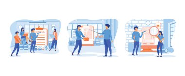 Maaş bordrosu. Yıllık ikramiye ödemesi. Maaş çekini incele. Maaşlar düz vektör modern illüstrasyonunu ayarladı