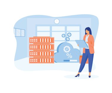 Bilgisayar ve dosya yönetimi kavramı. düz vektör modern illüstrasyon