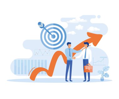 Düz tasarım konsepti, iş analizi ve planlama, artan kâr, iş büyümesi. düz vektör modern illüstrasyon