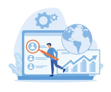 Performans araçları ve yazılım çözümleri soyut kavram. İş zekası gösterge paneli. düz vektör modern illüstrasyon