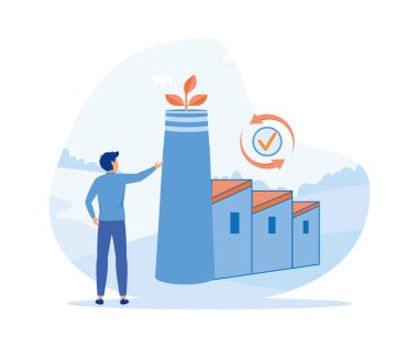 Yuvarlak ekonomi. Yenilenebilir enerji ve doğal kaynaklar. düz vektör modern illüstrasyon