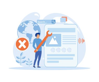 Blog promosyonu için arama motoru optimizasyonu fikirleri. İnternetteki web sayfası reklamları, site denetimi. düz vektör modern illüstrasyon