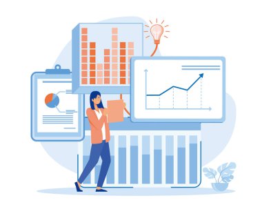 Sonuç almak için problem çözmek, yönetim araçları, şirket stratejisinin geliştirilmesi. düz vektör modern illüstrasyon