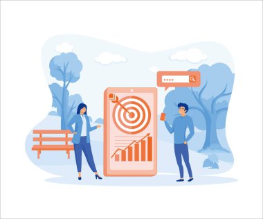 İş pazarlama. Seo hedefleme ve performans konsepti. düz vektör modern illüstrasyon